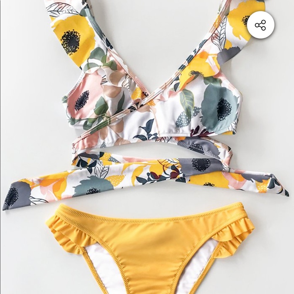 Yellow Flowered Bikini - Picture 2 of 5